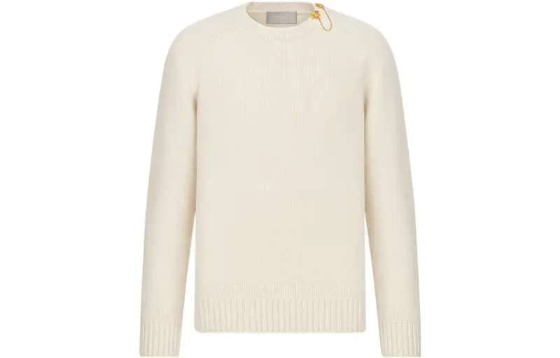 DIOR Quarterly New Products Sweaters Men's Ecru Crew Neck Moderate Other