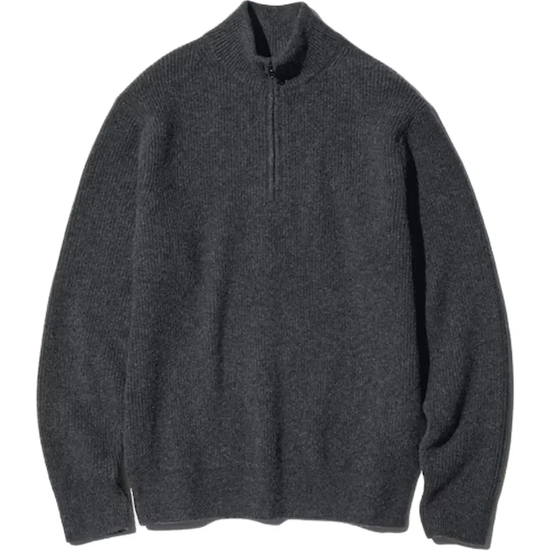 UNIQLO Sweaters Men's Dark Gray Stand Collar Moderate Other