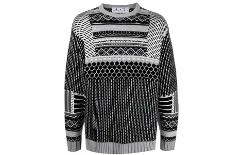 OFF WHITE Dinosaur Series Sweaters Men's Black Crew Neck Moderate Base Layer