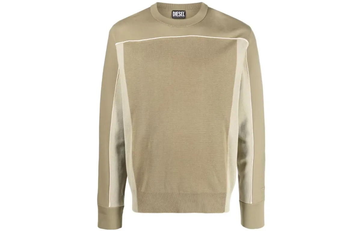 DIESEL Sweaters Men's Light Olive Green Crew Neck Moderate Other