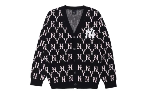 MLB Monogram Knitwear Unisex Black V-neck Moderate