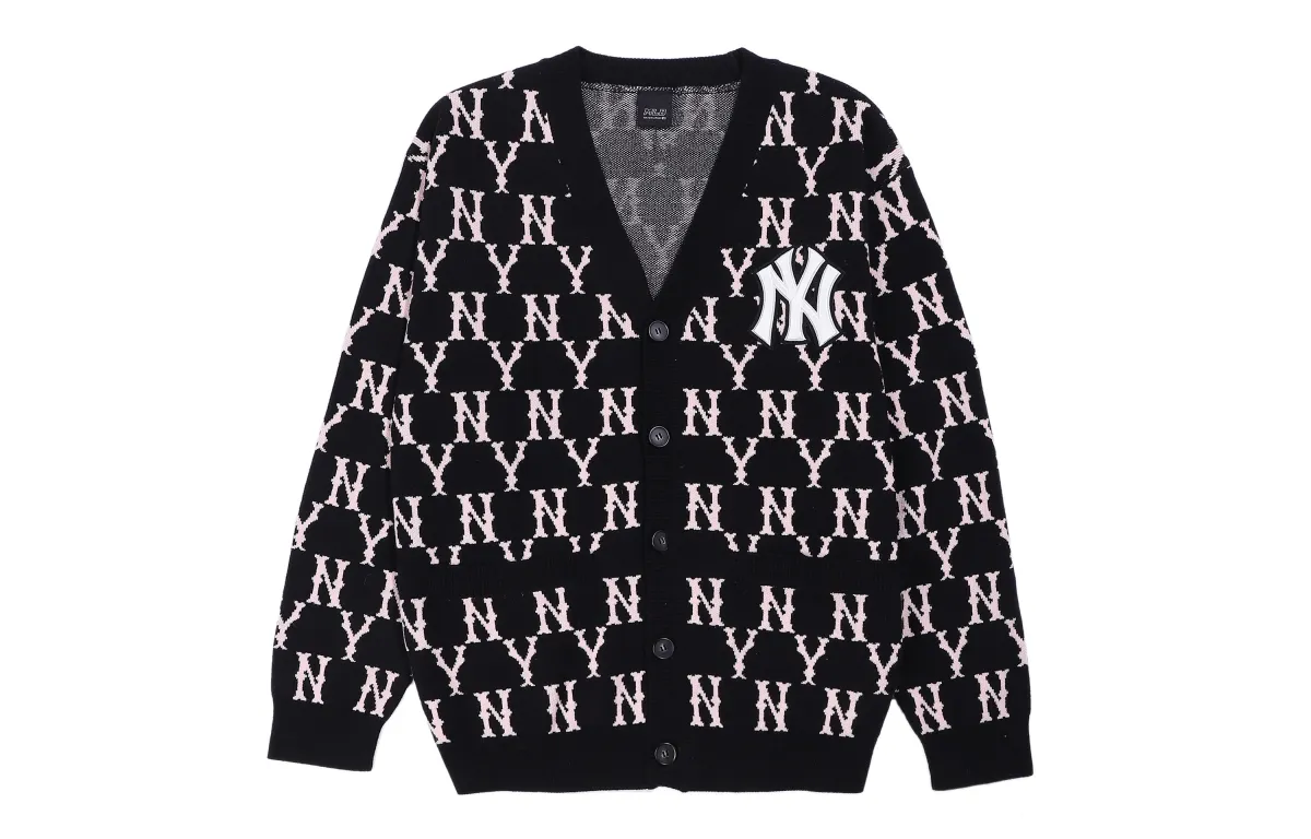 MLB Monogram Knitwear Unisex Black V-neck Moderate