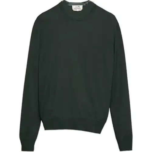 HERMES Sweaters Men's Emerald Pine Green Crew Neck Moderate Other