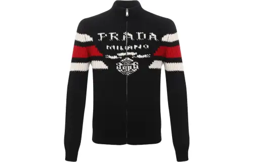 Prada logo-jacquard cashmere cardigan