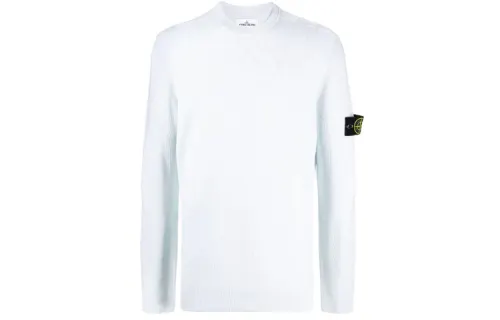 STONE ISLAND Sweaters Men's Light Green Crew Neck Moderate Straight Fit