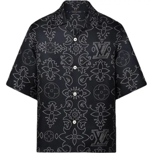 LOUIS VUITTON Printed Short-Sleeved Silk Shirt