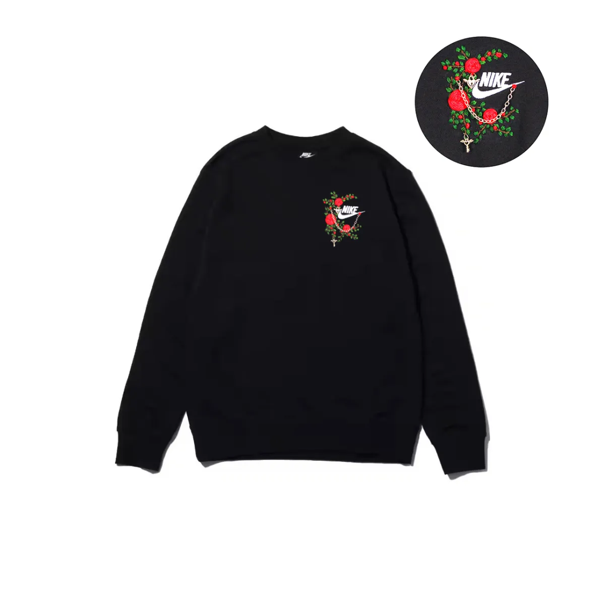 Nike Sweatshirts Men's Black Crew Neck Moderate Regular
