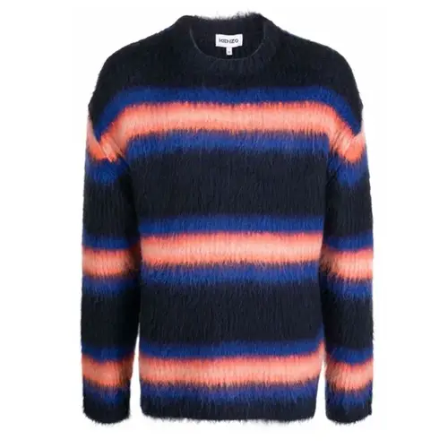 KENZO Cashmere Sweaters Men's Purple Crew Neck Moderate