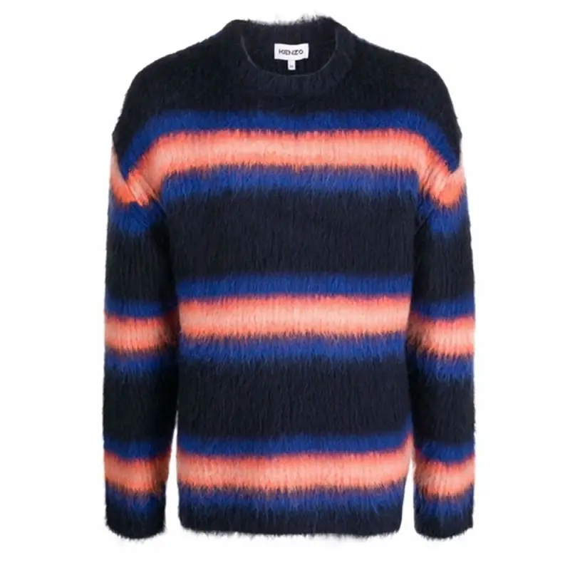 KENZO Cashmere Sweaters Men's Purple Crew Neck Moderate