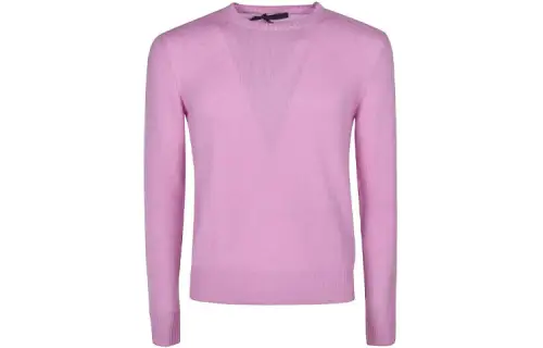 PRADA Cashmere Sweaters Men's Pink Crew Neck Moderate