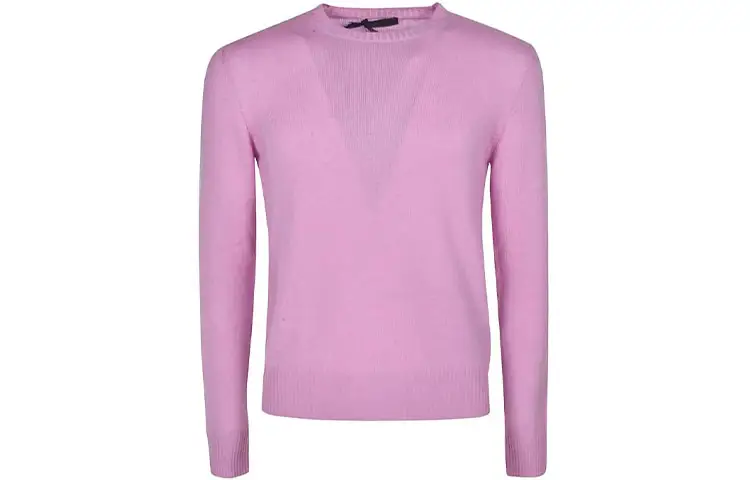 PRADA Cashmere Sweaters Men's Pink Crew Neck Moderate