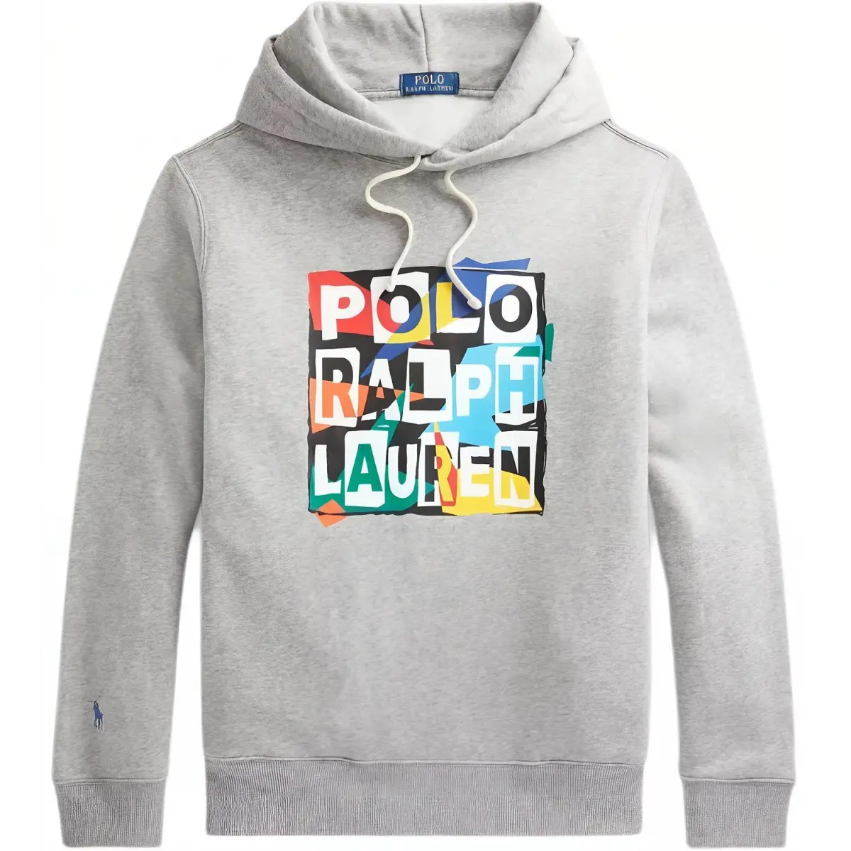 Polo Ralph Lauren SS22 Hooded Pony Pattern Fleece Lined Sweatshirt Unisex Gray