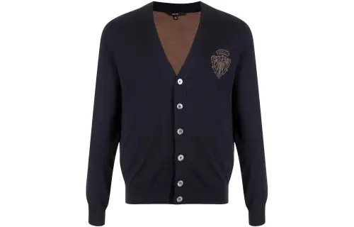 GUCCI Crest Motif V Neck Cardigan