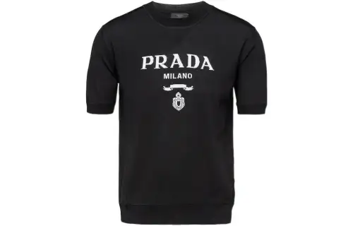 PRADA Superfine Wool Short Sleeve Crewneck Sweater