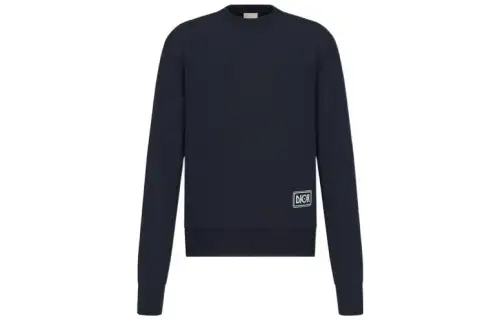 DIOR Quarterly New Products Sweaters Men's Blue Crew Neck Moderate Base Layer