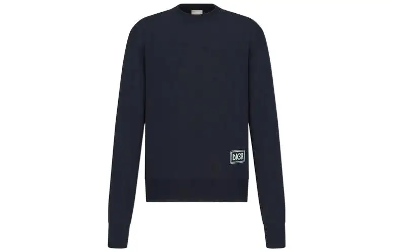 DIOR Quarterly New Products Sweaters Men's Blue Crew Neck Moderate Base Layer