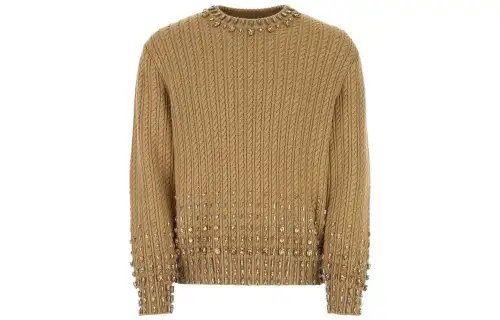 Burberry Crystal Embellished Cable Knit Sweater