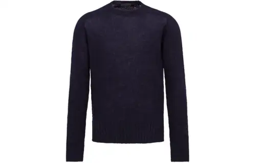 PRADA Sweaters Men's Blue Crew Neck Moderate Other