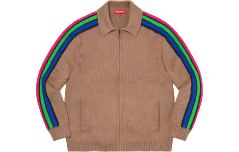 Supreme Sleeve Stripe Zip Up Sweater