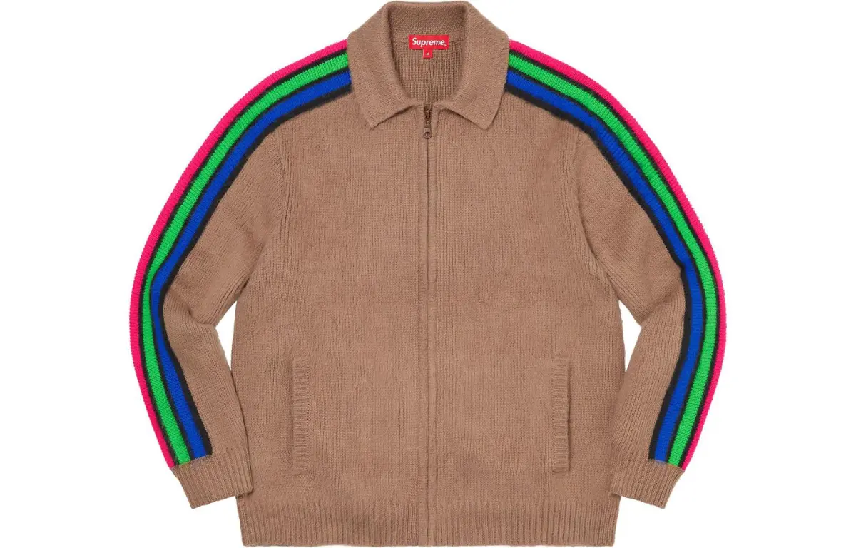 Supreme Sleeve Stripe Zip Up Sweater