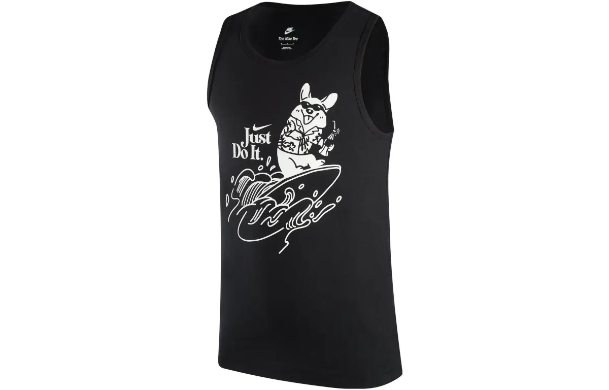 Nike Tank Tops Men's Black Crew Neck Moderate Straight Fit