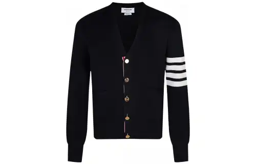 THOM BROWNE Tom Brown SS21 V-neck American old money classic four-stripe sweater men's blue