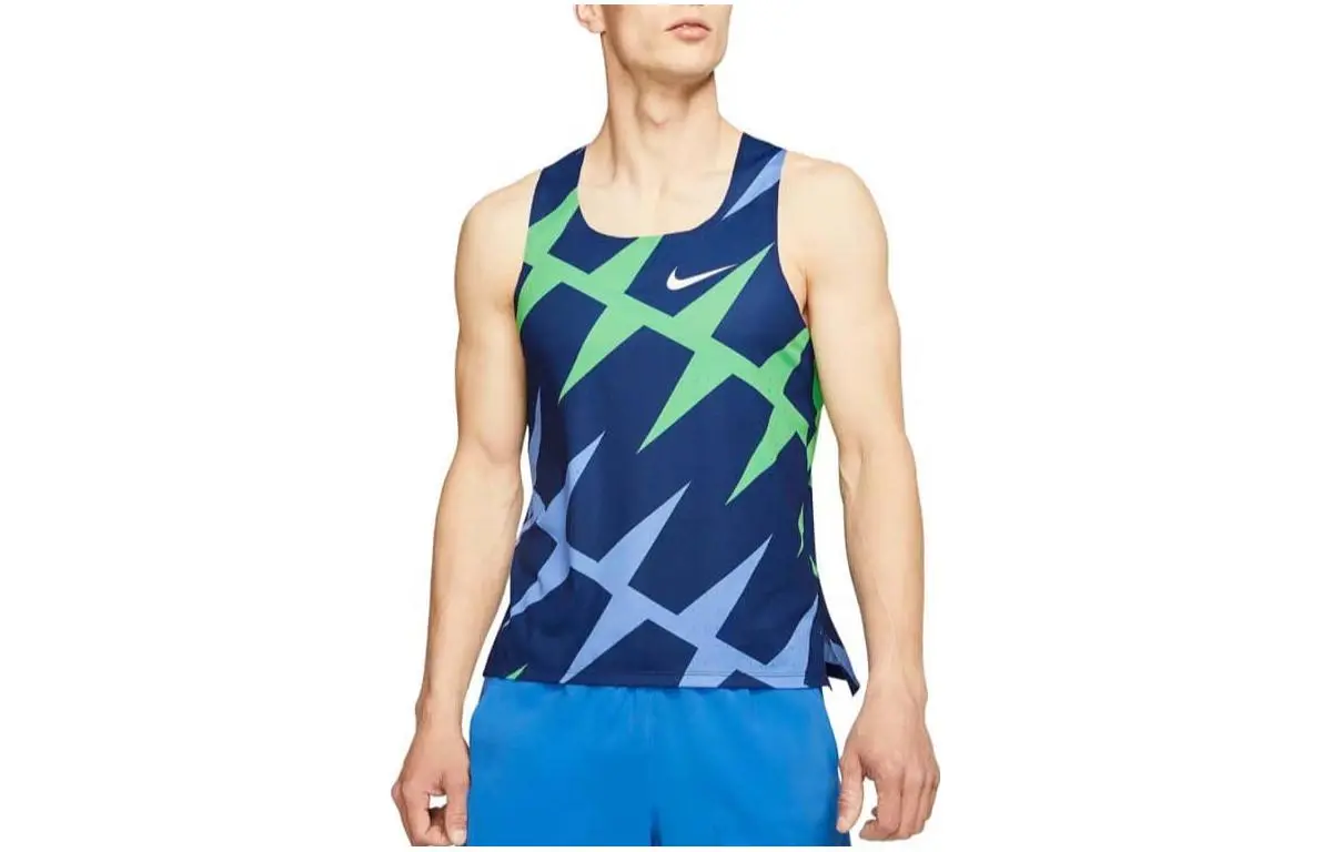 Nike Tank Tops Men's Blue Crew Neck Moderate Straight Fit