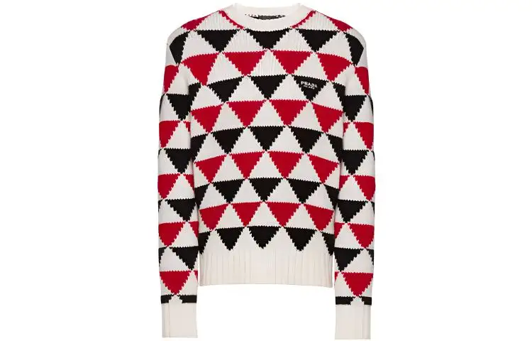 PRADA Cashmere Sweaters Men's Red Crew Neck Moderate
