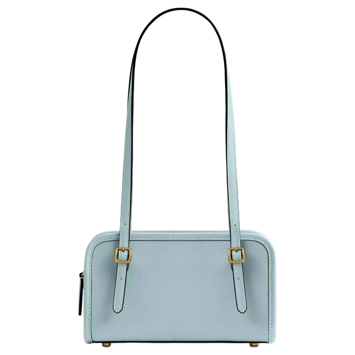 COACH Swing Zip Crushed Leather Shoulder Bag Small Women's Brass & Light Blue