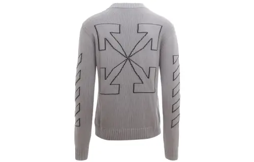 OFF WHITE Diag Outline Arrow Knit Crewneck