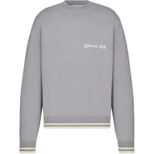 DIOR Sweaters Men's Gray Crew Neck Moderate