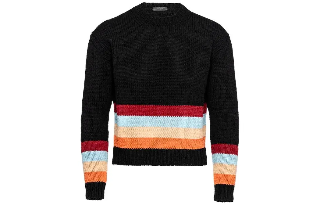 PRADA Sweaters Men's Black Crew Neck Moderate Other