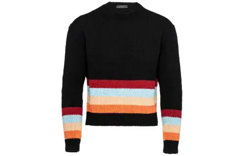 PRADA Sweaters Men's Black Crew Neck Moderate Other