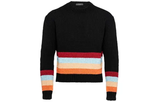 PRADA Sweaters Men's Black Crew Neck Moderate Other
