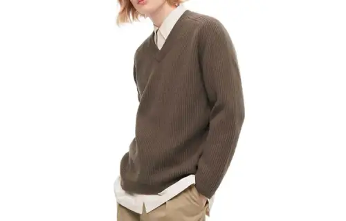 UNIQLO Sweaters Unisex Umber V Neck Moderate Other