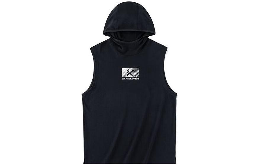 Anta Thompson KT Basketball Series Letter Printed Hooded Knitted Camisole Men's Basic Black