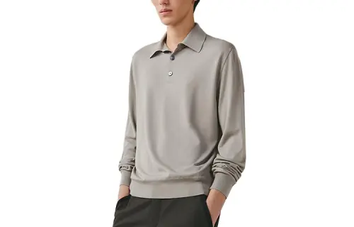HERMES Sweaters Men's Gray Polo Collar Moderate Other