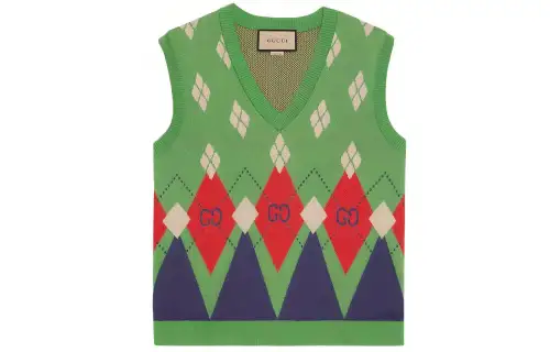 GUCCI Tank Tops Men's Green V Neck Moderate Other