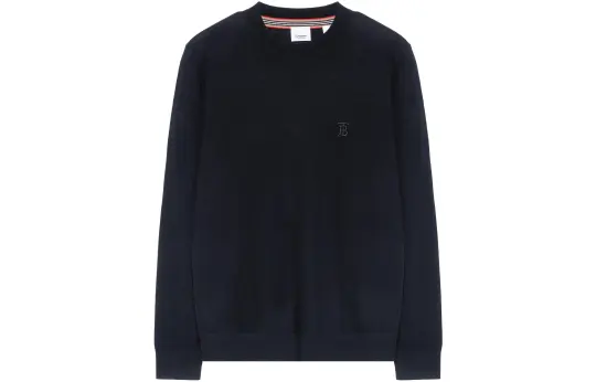 Burberry Cashmere Sweaters Men's Black Crew Neck Moderate