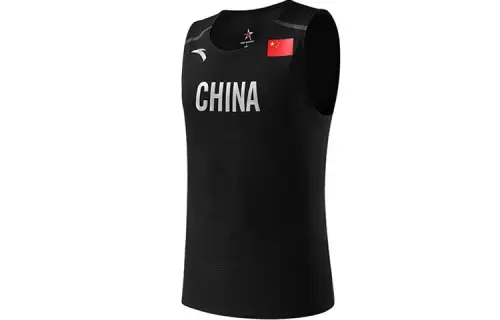 Anta National Flag Knitted Fabric Sleeveless Sports Shirt Men's Black