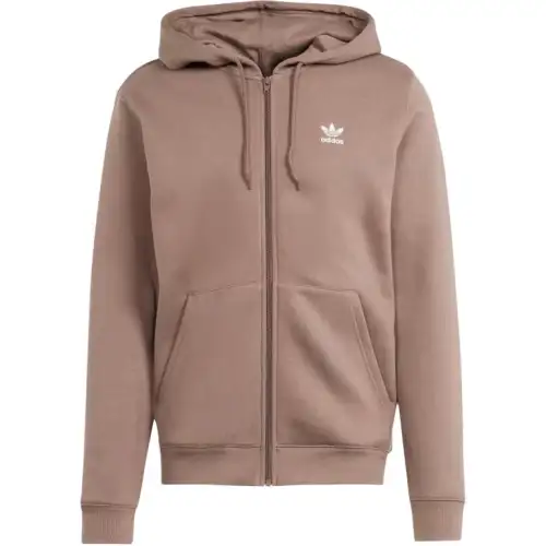 Adidas Originals Trefoil Essentials Full Zip Hoodie Sweatshirt Men's Brown