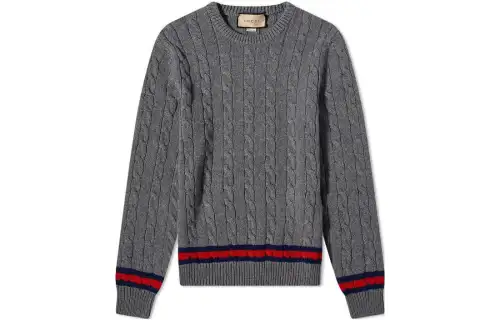 GUCCI Sweaters Men's Gray Crew Neck Moderate Other
