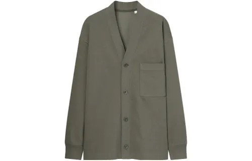 UNIQLO Knitwear Men's Olive V Neck Moderate Cardigan