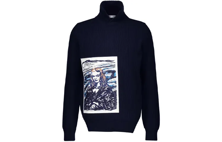 DIOR Quarterly New Products Cashmere Sweaters Men's Navy Blue Stand Collar Moderate