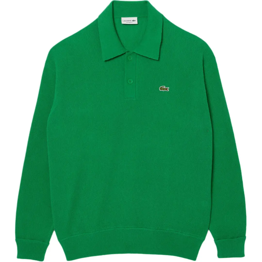 LACOSTE Sweaters Men's Green Lapel Moderate Other