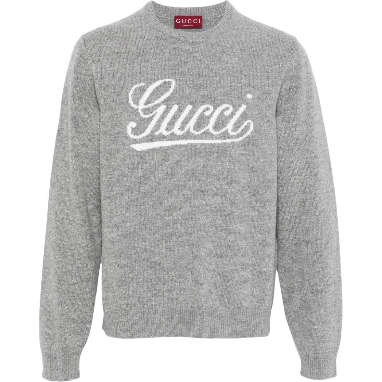 GUCCI Logo Intarsia Crewneck Knitted Jumper