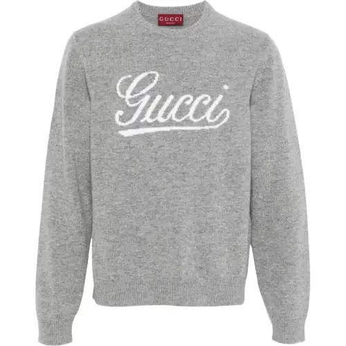 GUCCI Logo Intarsia Crewneck Knitted Jumper