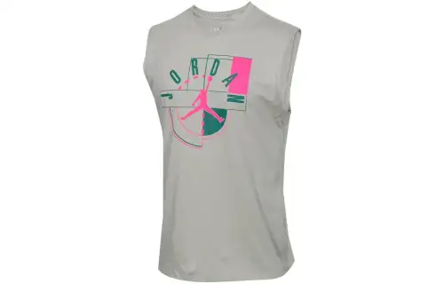 Jordan Tank Tops Men's Gray Crew Neck Moderate Straight Fit