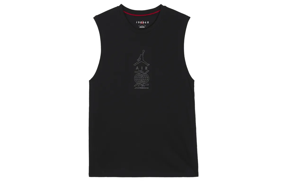 Jordan Dongdan Tank Tops Men's Black Crew Neck Thin Straight Fit