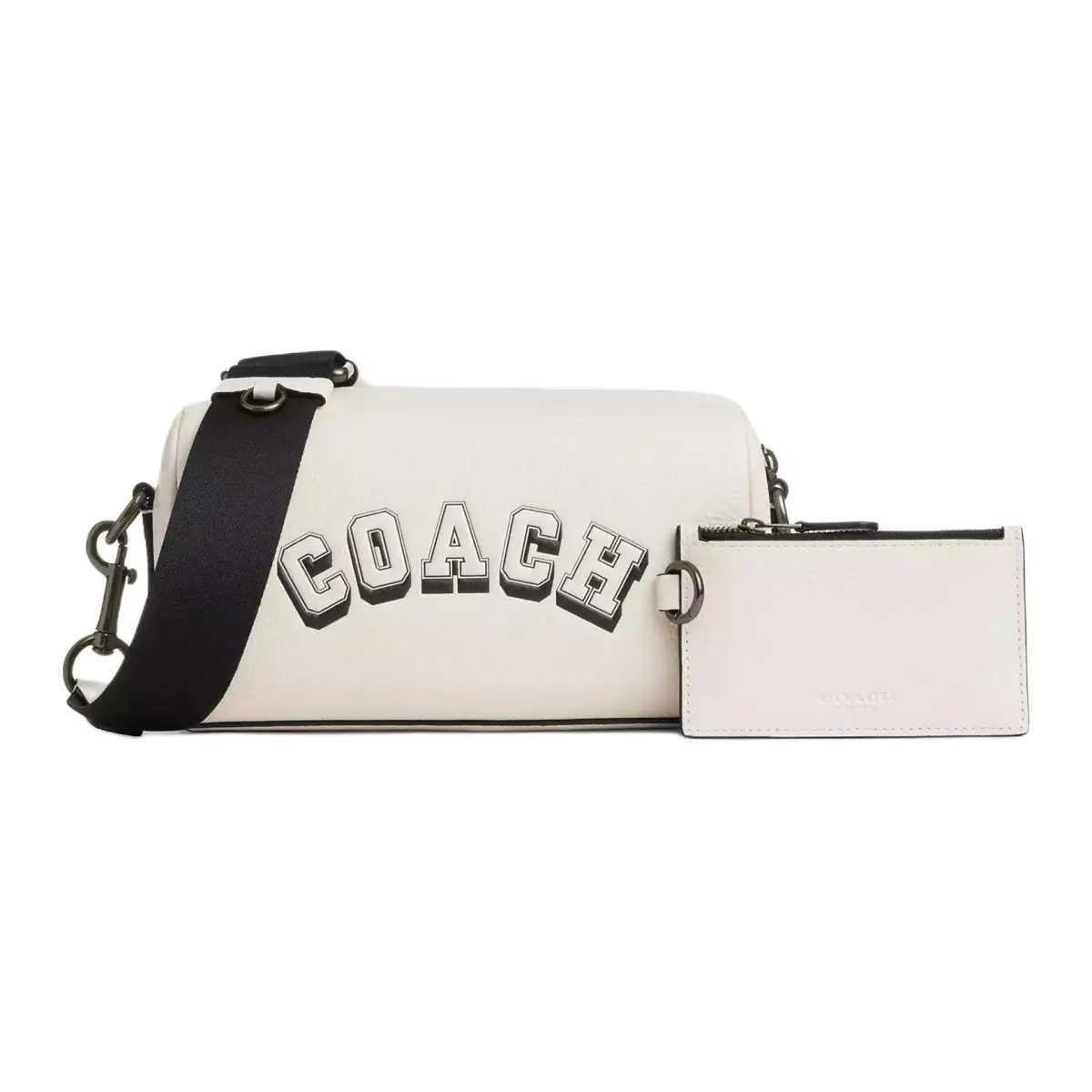 COACH AXEL Refined Pebble Pattern Leather Crossbody Bags Small Men's Chalk & Black